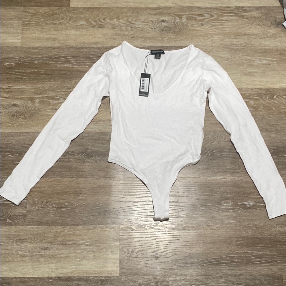 PrettyLittleThing White Long Sleeve Bodysuit